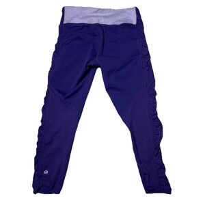 Lululemon 6 Run In The Sun Crop Grape Rose Quartz‎ Ruching  Legging Yoga Pants